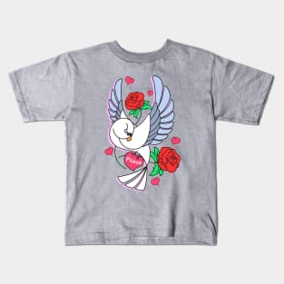 Cute Pigeon Flying - Peace & Love Kids T-Shirt